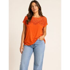 Ava & Viv Pumpkin Orange Lace Yoke Boho Top Plus Size 1X Casual Chic Blouse
